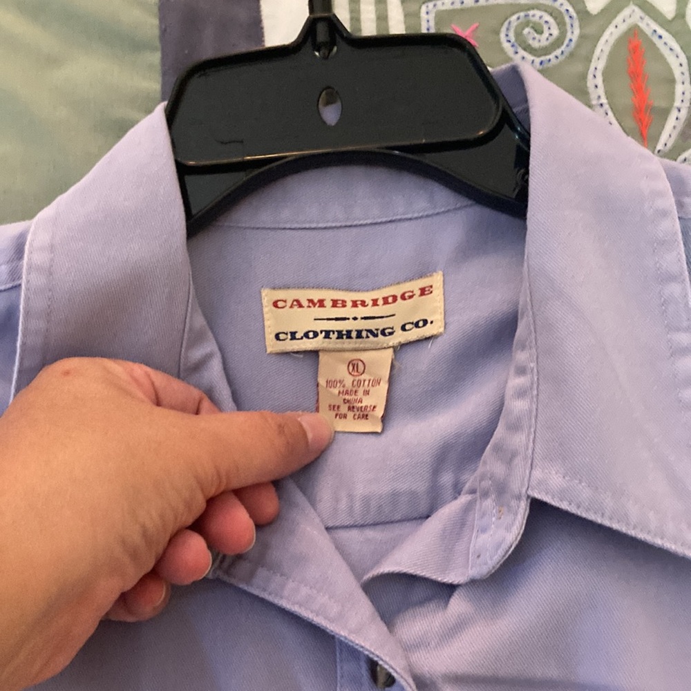 Cambridge Clothing Co. Sleeveless Collared Buttondown Shirt Lavender Size XL EUC - Picture 3 of 4